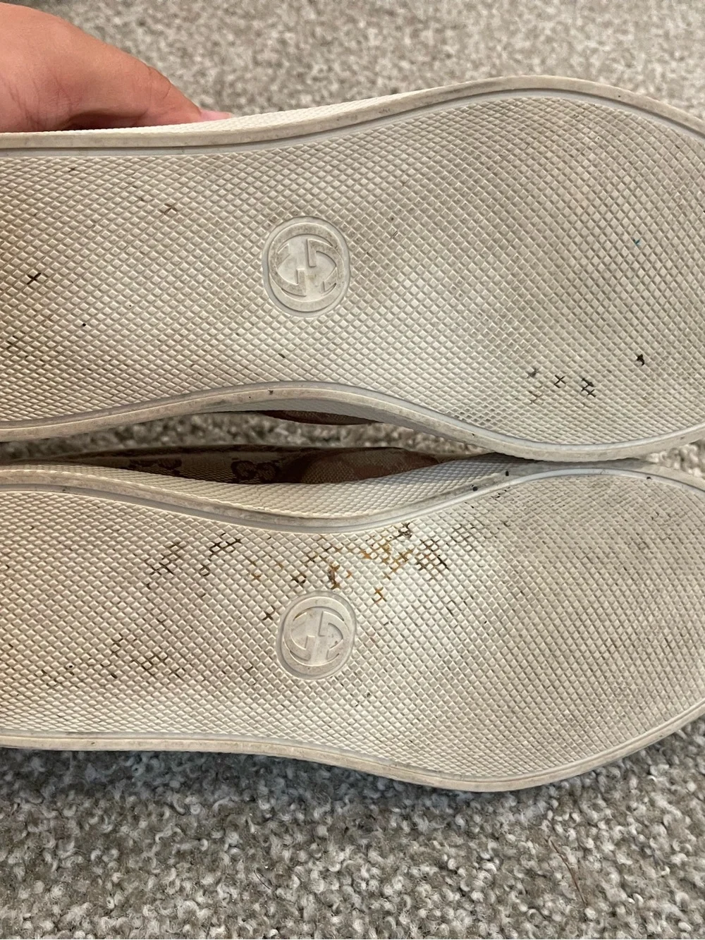 Gucci Kids Monogram Slip-On Sneakers in Beige and White